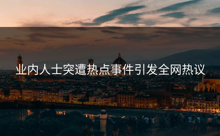 业内人士突遭热点事件引发全网热议